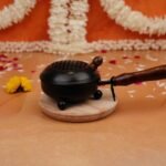 ServDharm Dhoop Dani with Handle | Incense and Loban Burner Dhuni Stand for Home, Office and Temple Pooja | Metal Dhoop Dani Black, Round, 4.4 Inch |11.4 cm - Image 4
