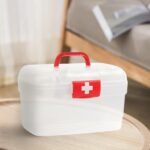 Medical Box,Plastic Rectangular First Aid Empty Medicine Storage Box | Organizer | Attached Handle | Family Emergency Kit | Detachable Tray | Easily Accessible with a Transparent Lockable Lid (WHITE)