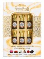 Parag Fragrances Kannauji Gift Set 6pc of 6ml Each/Gulab, Kesar-Chandan, Mogra, Agar oud, Kamal & Kasturi / 100% Alcohol Free & Natural Fragrance/Long Lasting for Pooja & Personal Use