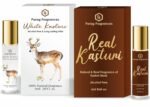 Parag Fragrances White Kasturi Musk 6ml & Real Kasturi Musk 6ml Combo Pack Of 2Pcs Alcohol Free & Long Lasting Attar